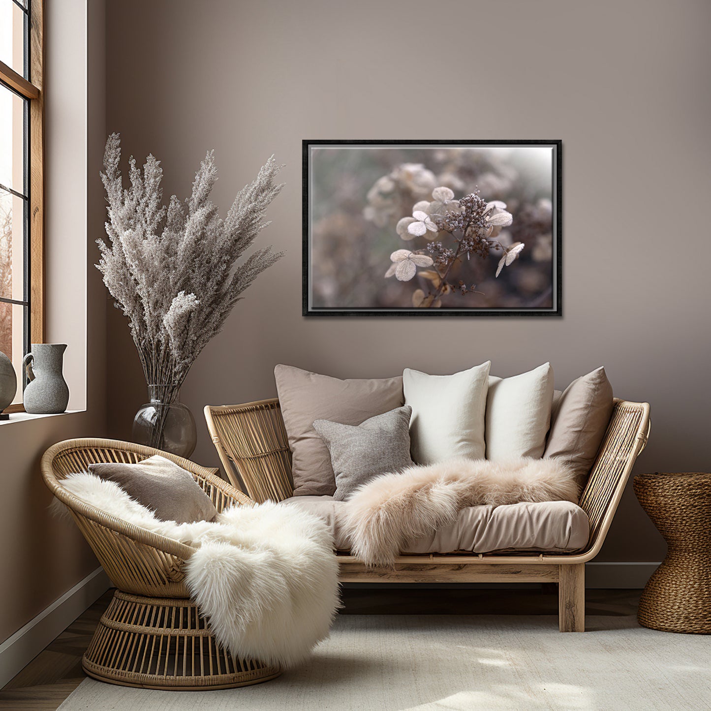 A Fine Frost-Fine Art Photography-Dried Hydrangeas Coated with a Little Frost.