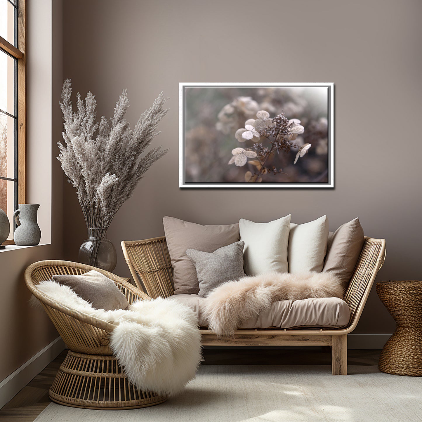 A Fine Frost-Fine Art Photography-Dried Hydrangeas Coated with a Little Frost.