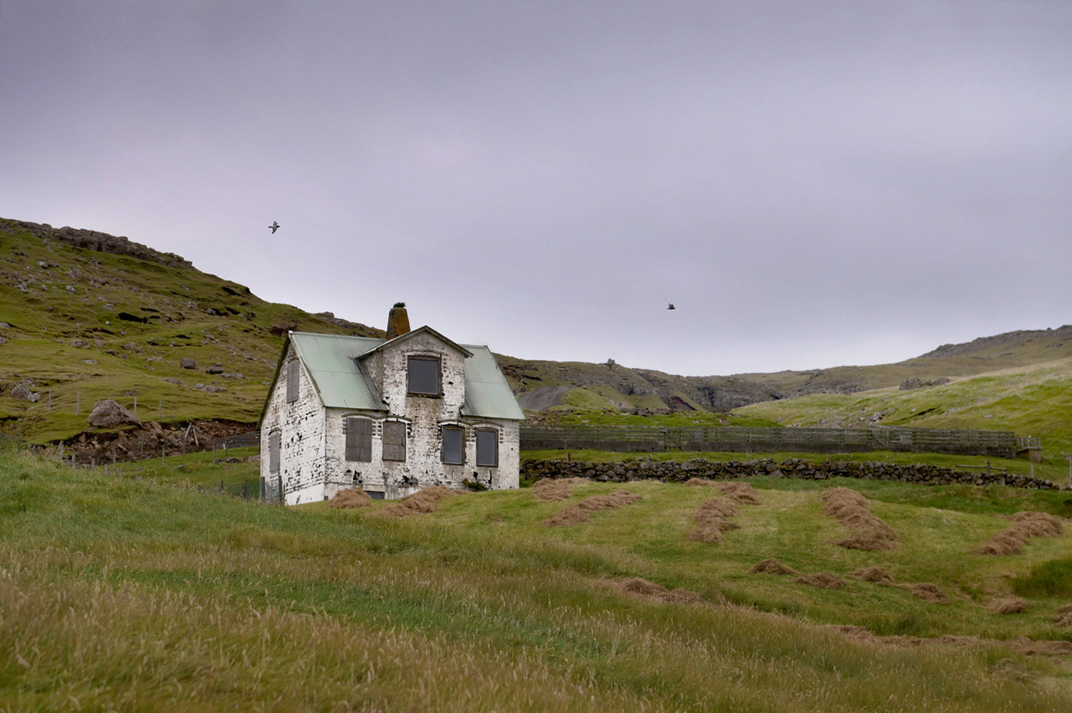 Old, abandoned, concrete home in the Faroe Islands. Fine Art Photography. Kristen Olivares