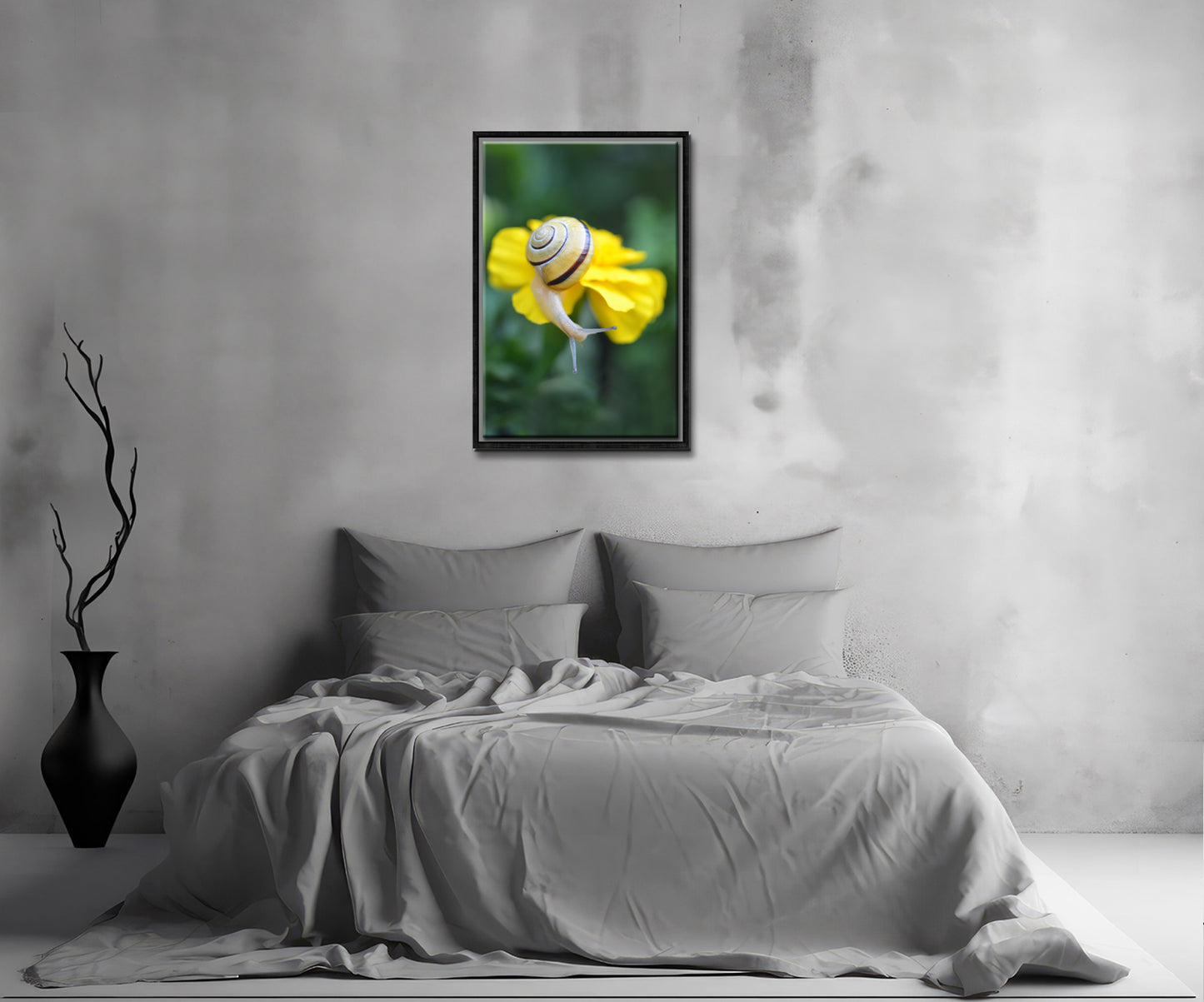 Bright Spot in the Garden-Fine Art Photography-Bright Yellow Snail Atop a Marigold Flower