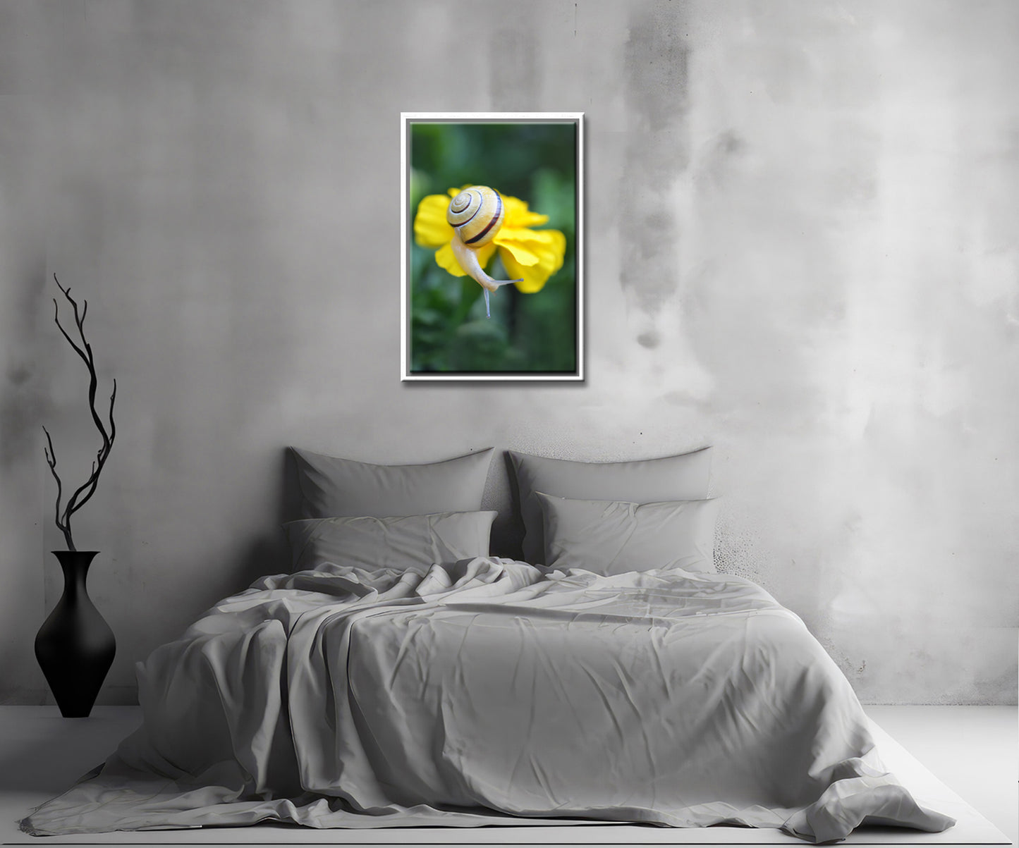 Bright Spot in the Garden-Fine Art Photography-Bright Yellow Snail Atop a Marigold Flower