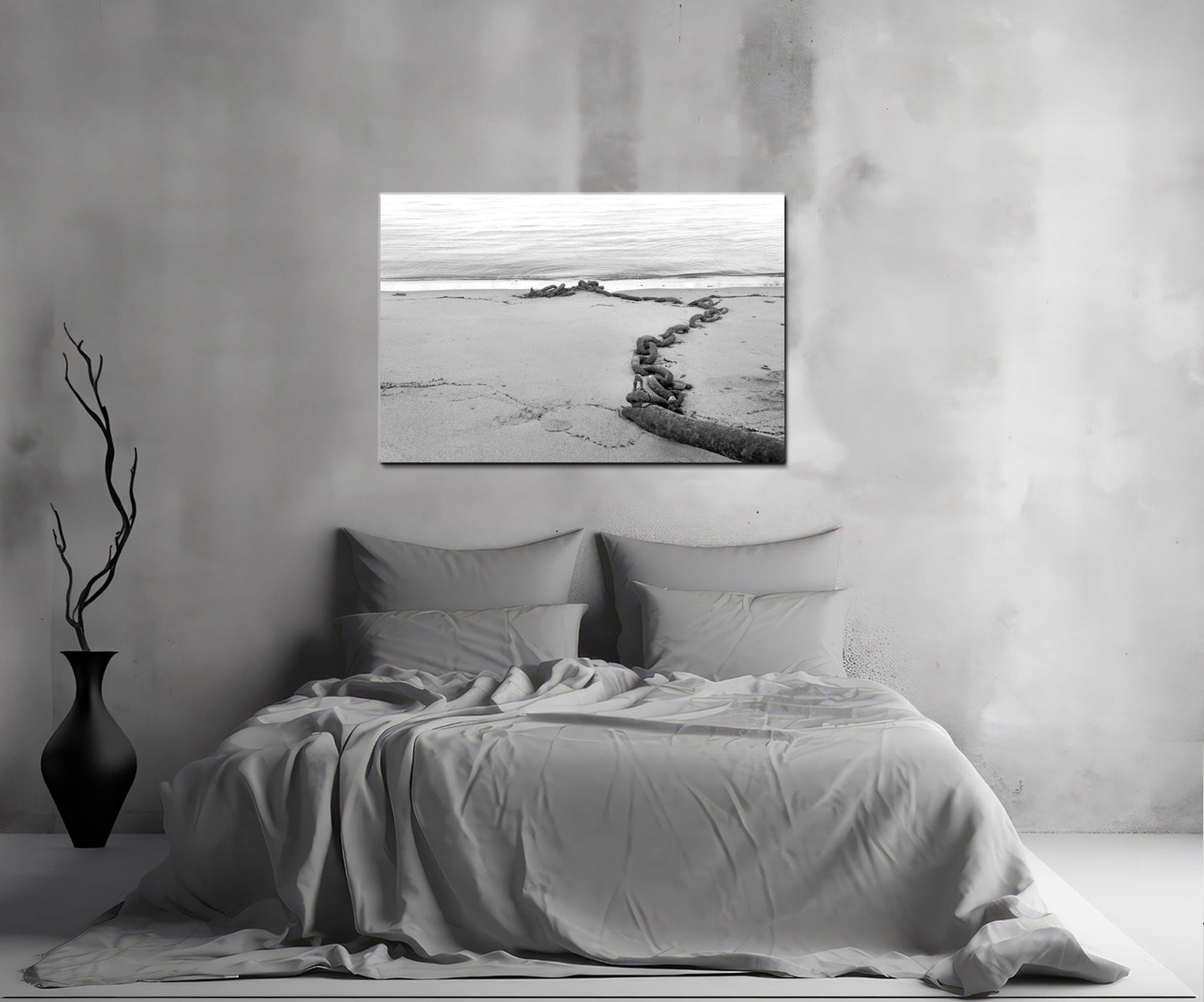 Chain Left Ashore-Fine Art Photography-Printed on Metal-Old Anchor Chain-Black and White-Canada