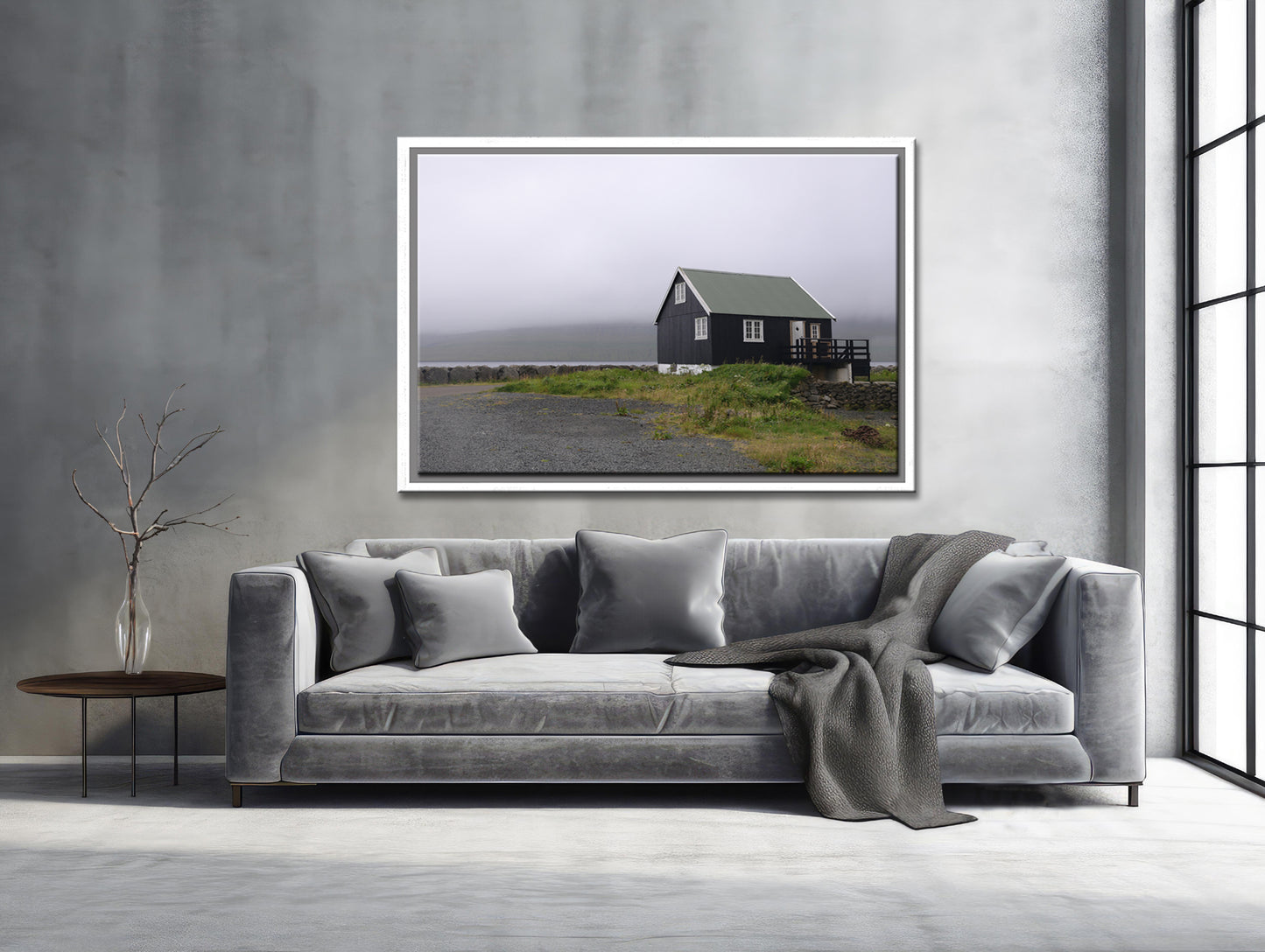 A beautiful lone home on the coast of the Faroe Islands. Framed Fine Art Photography by Kristen Olivares.