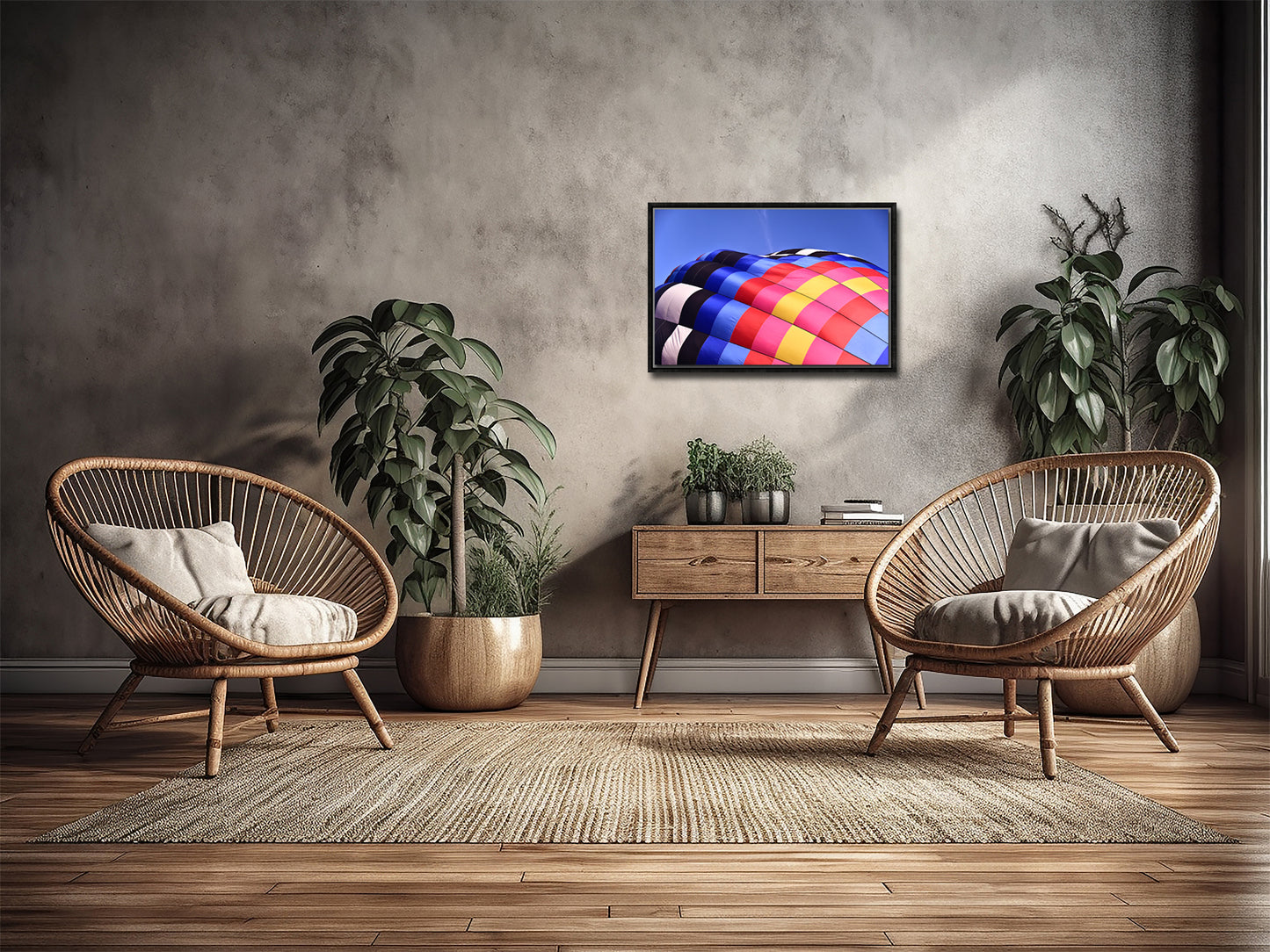 Colors Against the Sky-Hot Air Balloon-Fine Art Photography-Framed Image