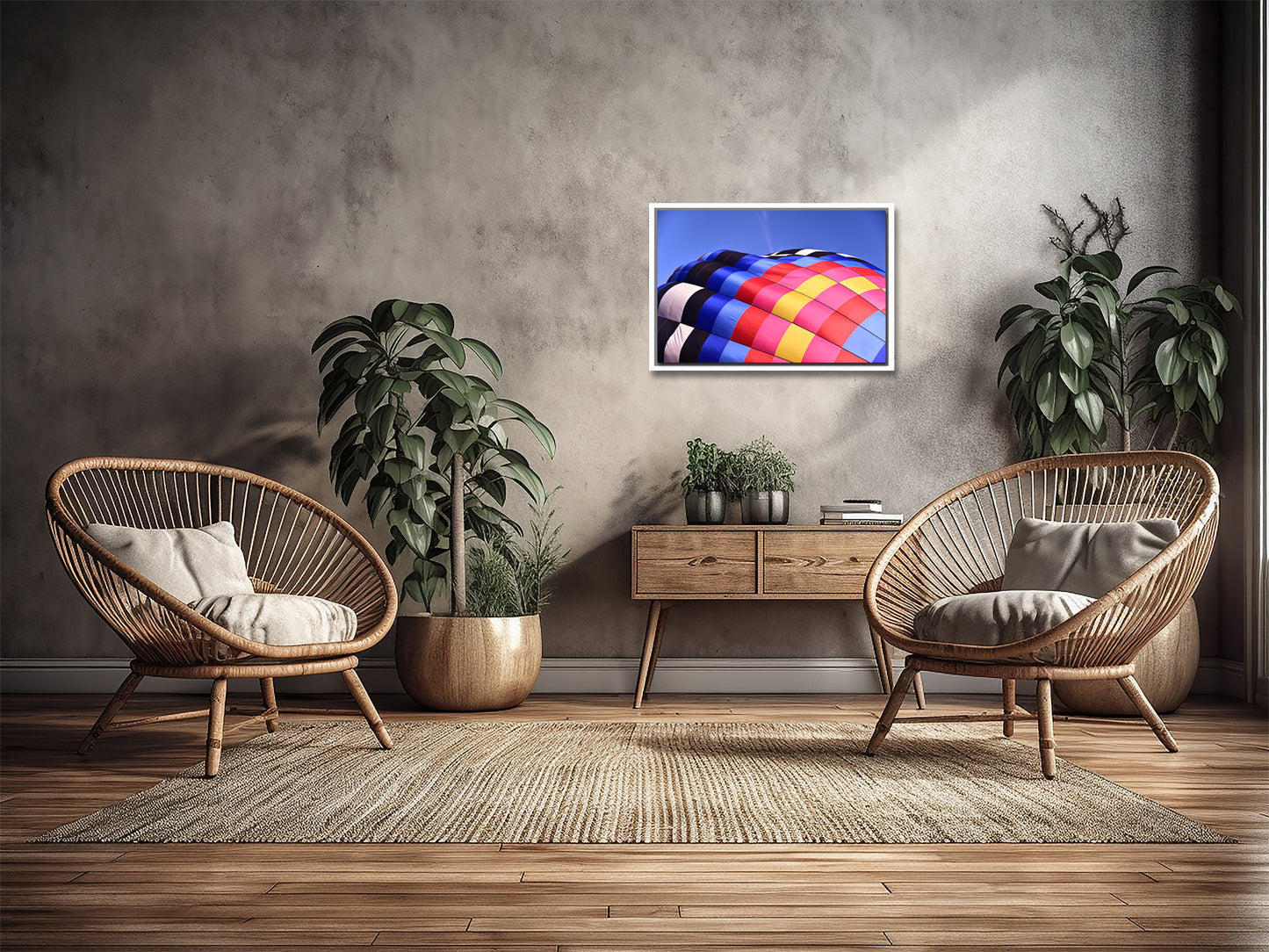 Colors Against the Sky-Hot Air Balloon-Fine Art Photography-Framed Image