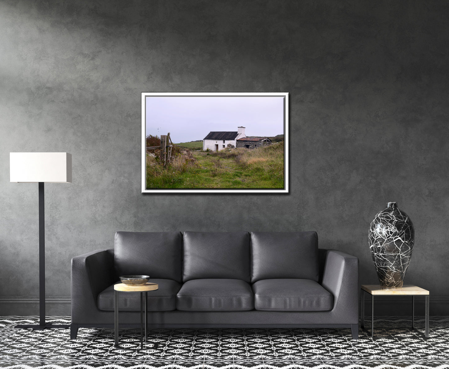 Old, stone, farmhouse in the Irish Countryside. Framed canvas print by Kristen Olivares