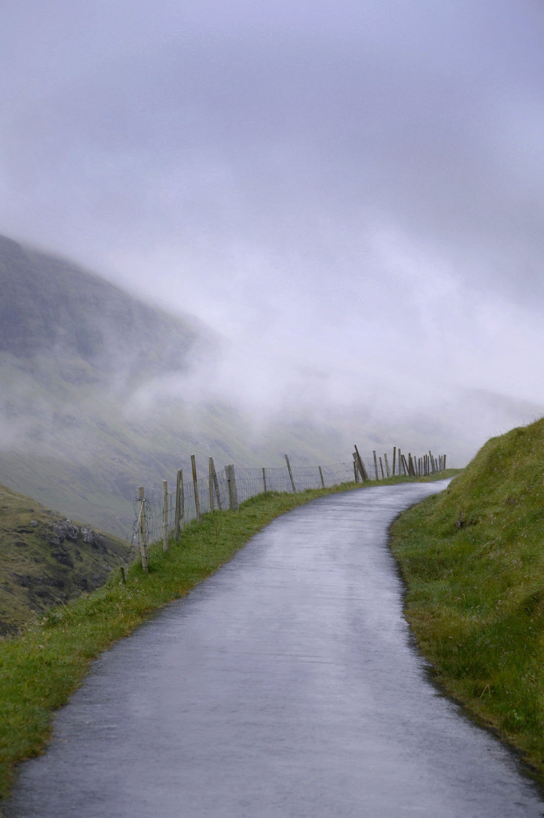 A foggy path in the Faroe Islands. Fine Art Photography. Kristen Olivares