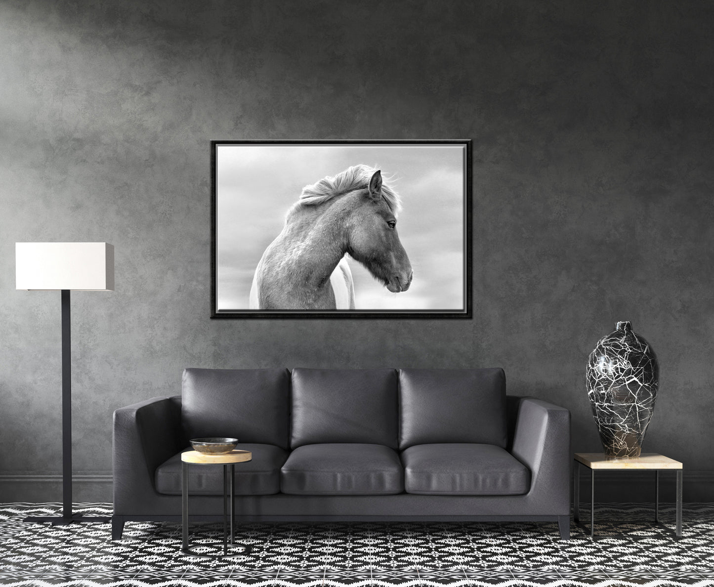 Flaunting Beauty-Fine Art Photography-Wild Icelandic Horse-Iceland-Black and White