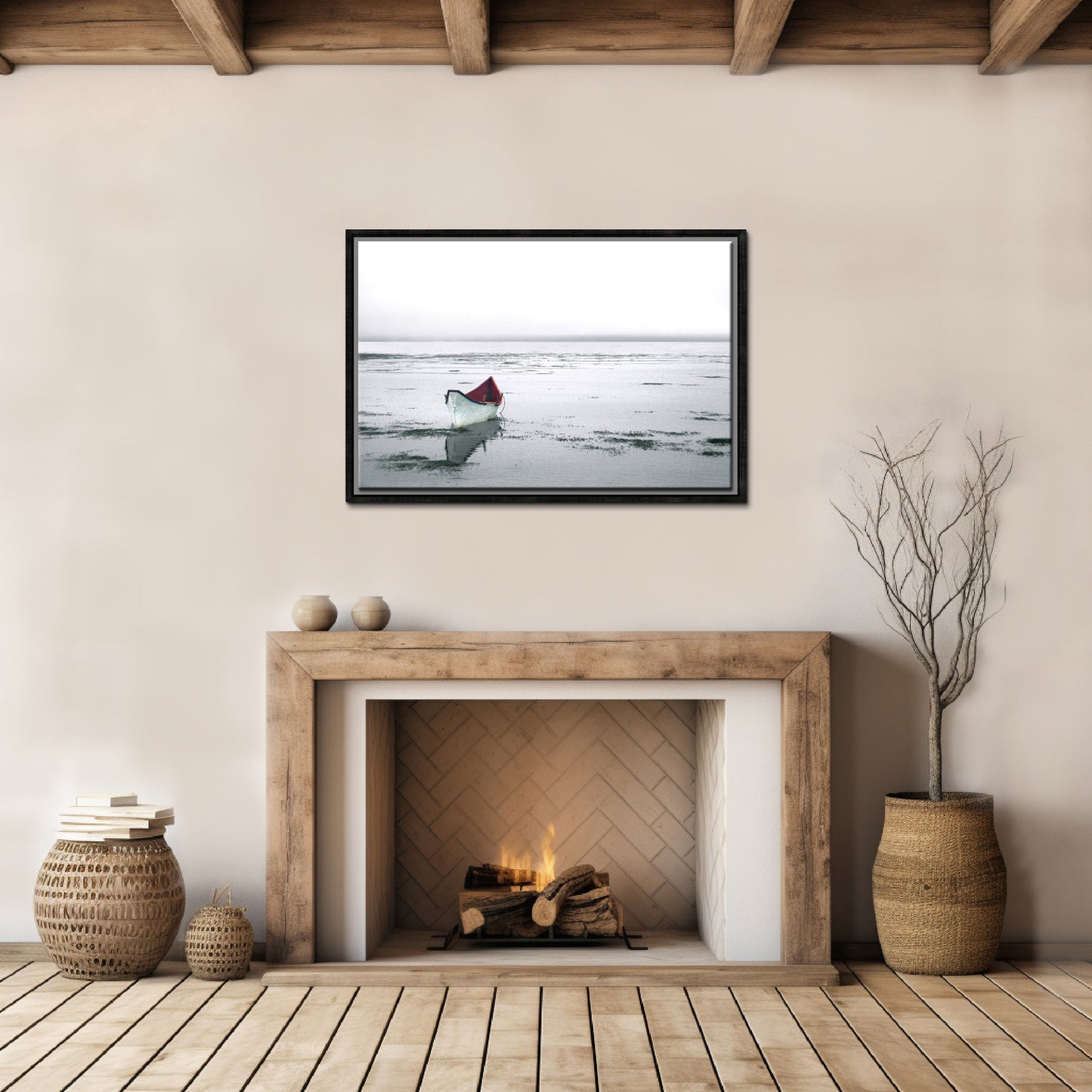On Silent Waters-Fine Art Photography-Desolate Boat Floating in Solitude-Maine
