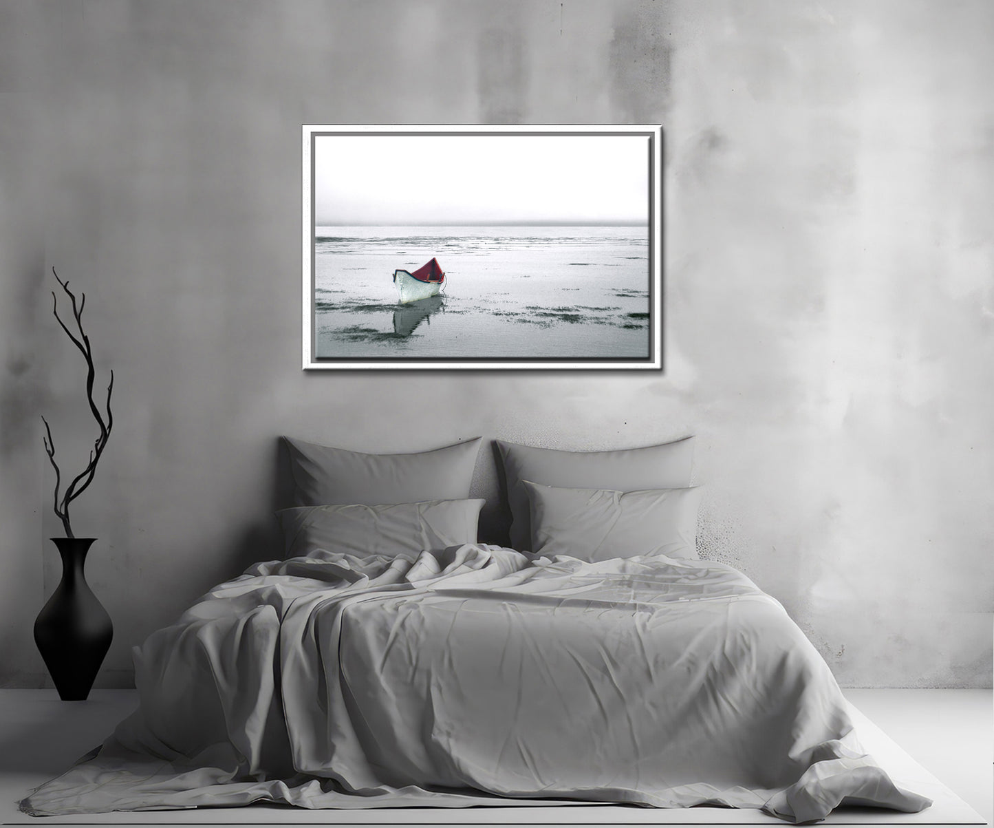 On Silent Waters-Fine Art Photography-Desolate Boat Floating in Solitude-Maine