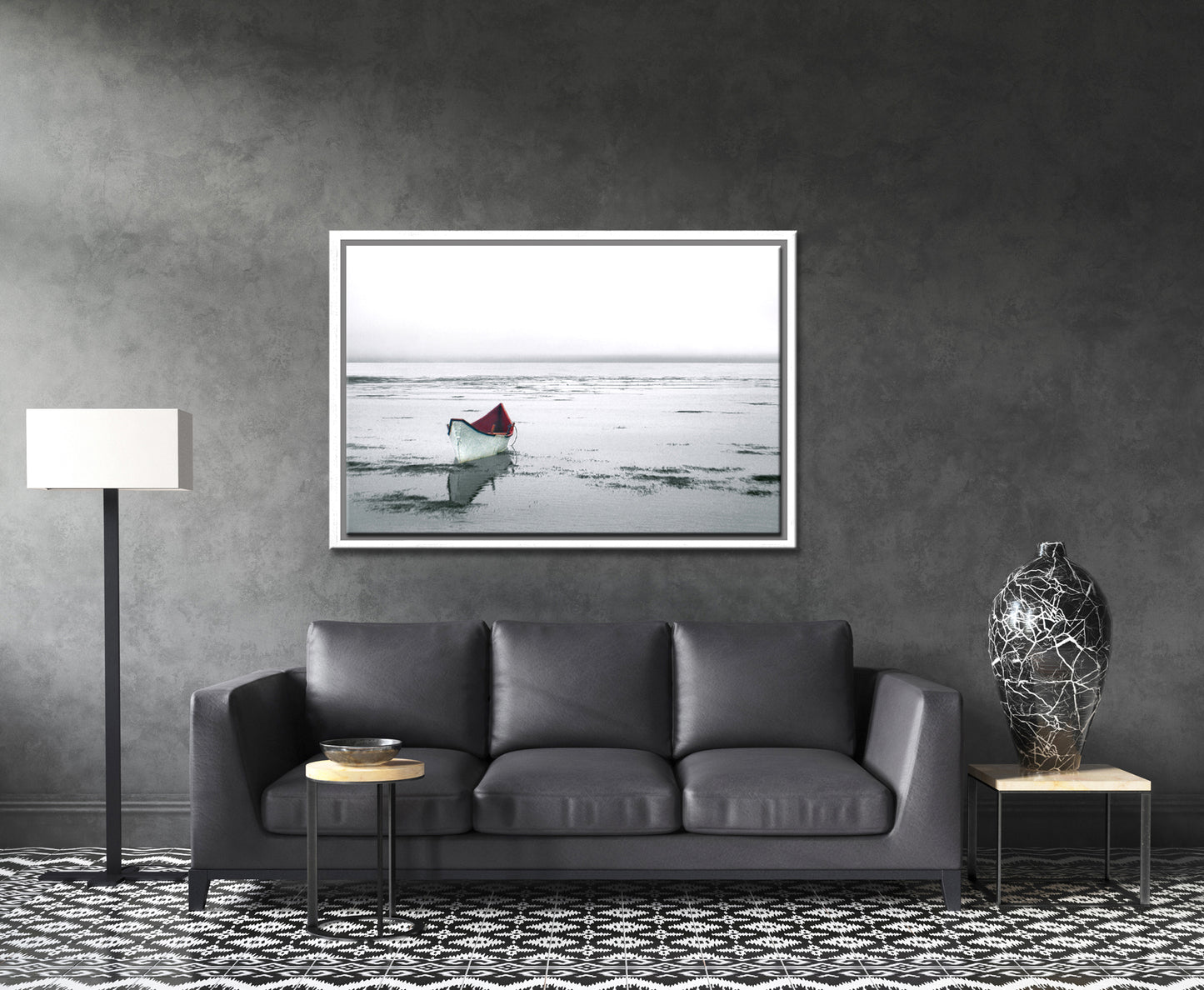 On Silent Waters-Fine Art Photography-Desolate Boat Floating in Solitude-Maine