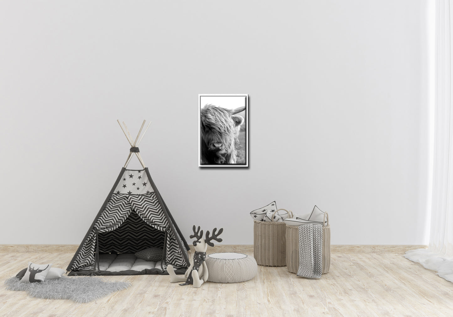 Highland Cattle-Fine Art Photography-Beautiful Highland Cow-Faroe Islands-Black and White
