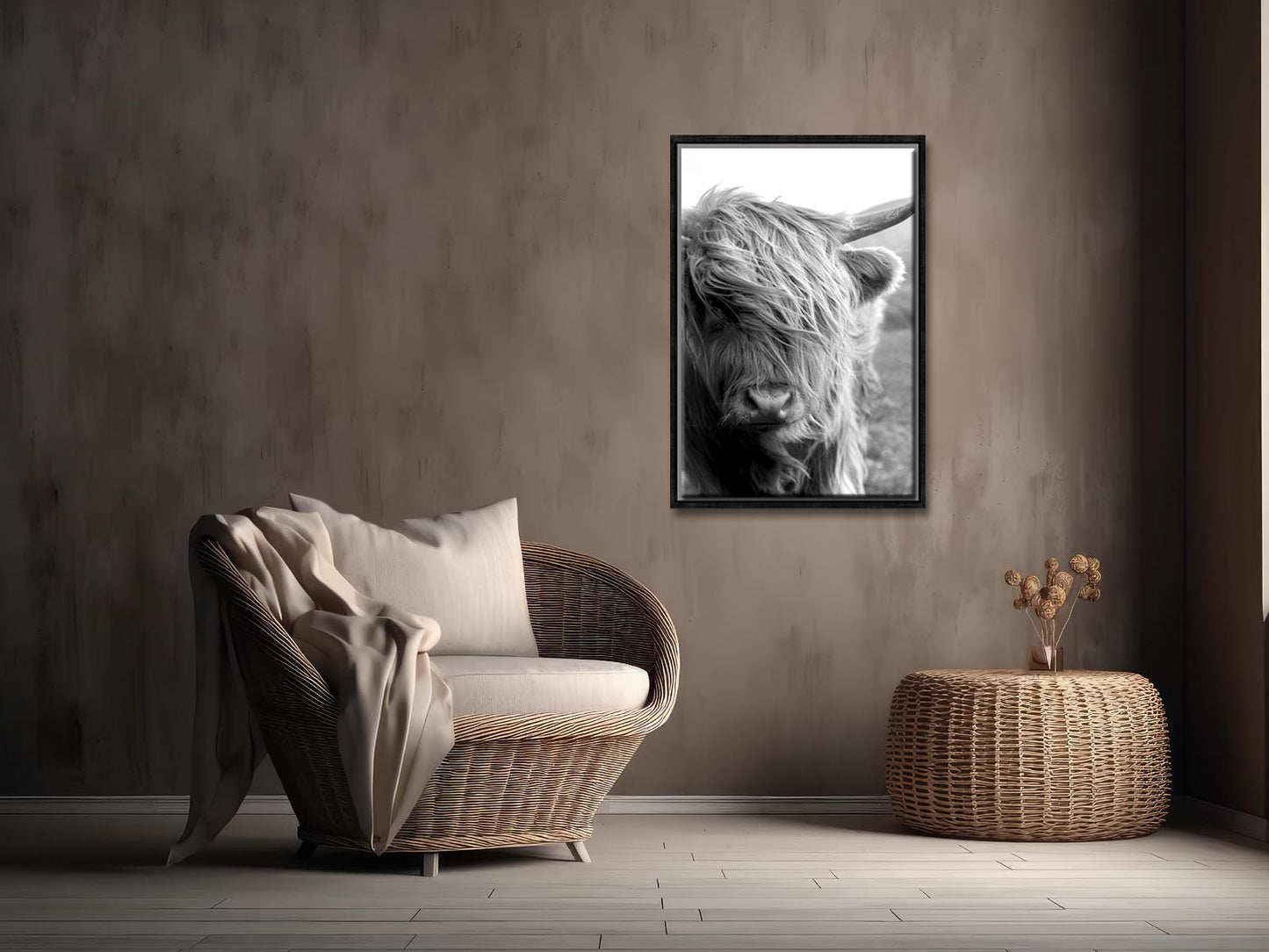 Highland Cattle-Fine Art Photography-Beautiful Highland Cow-Faroe Islands-Black and White