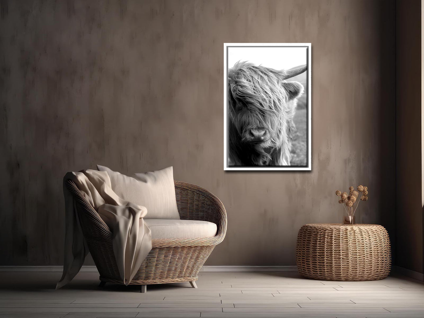 Highland Cattle-Fine Art Photography-Beautiful Highland Cow-Faroe Islands-Black and White