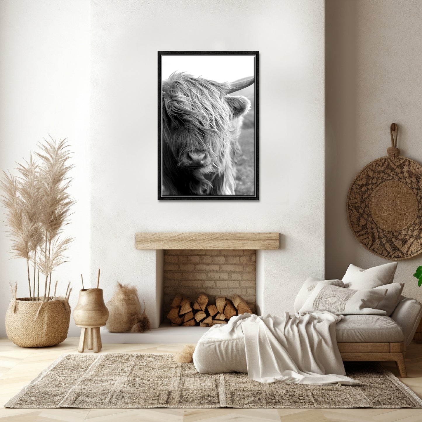Highland Cattle-Fine Art Photography-Beautiful Highland Cow-Faroe Islands-Black and White