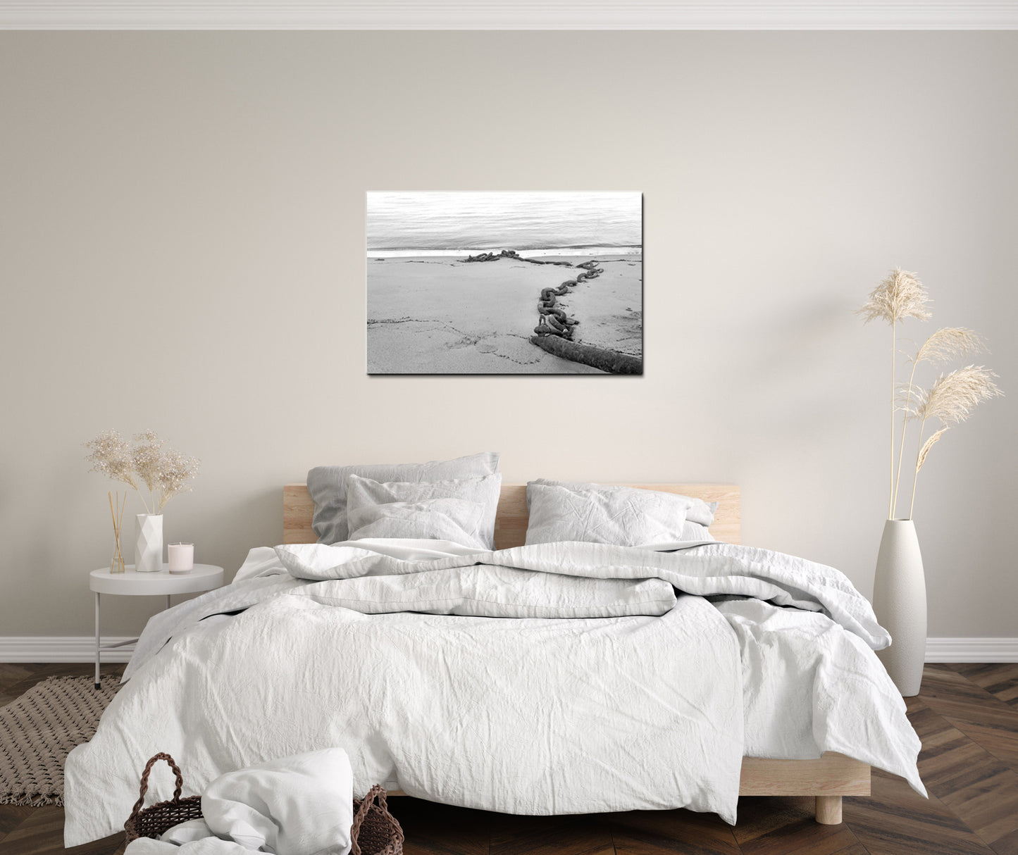 An old metal boat chain laid upon a beach in Canada. Fine Art Photography by Kristen Olivares
