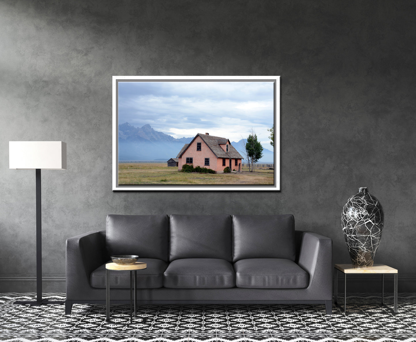 Beautiful old pinkish house in the Grand Tetons upon the John Moulton Barns. Framed Wall Art Fine Art Photography by Kristen Olivares