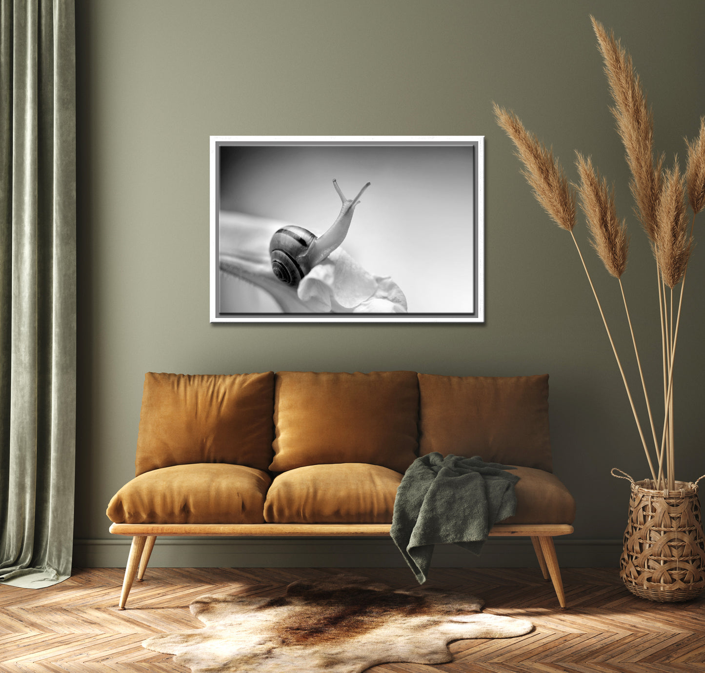 Reaching Toward the Light-Fine Art Photography-Snail in the Garden-Black and White
