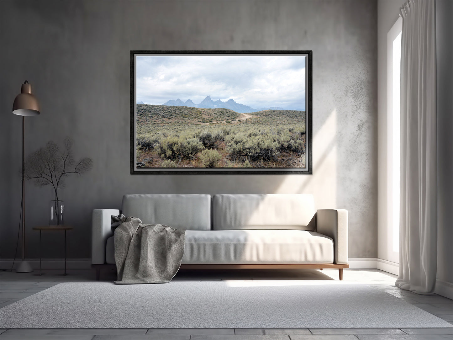 A beautiful photo of an old road running through the beautiful lands of the rand Tetons. Framed Canvas Wall Art-Fine Art Photography by Kristen Olivares