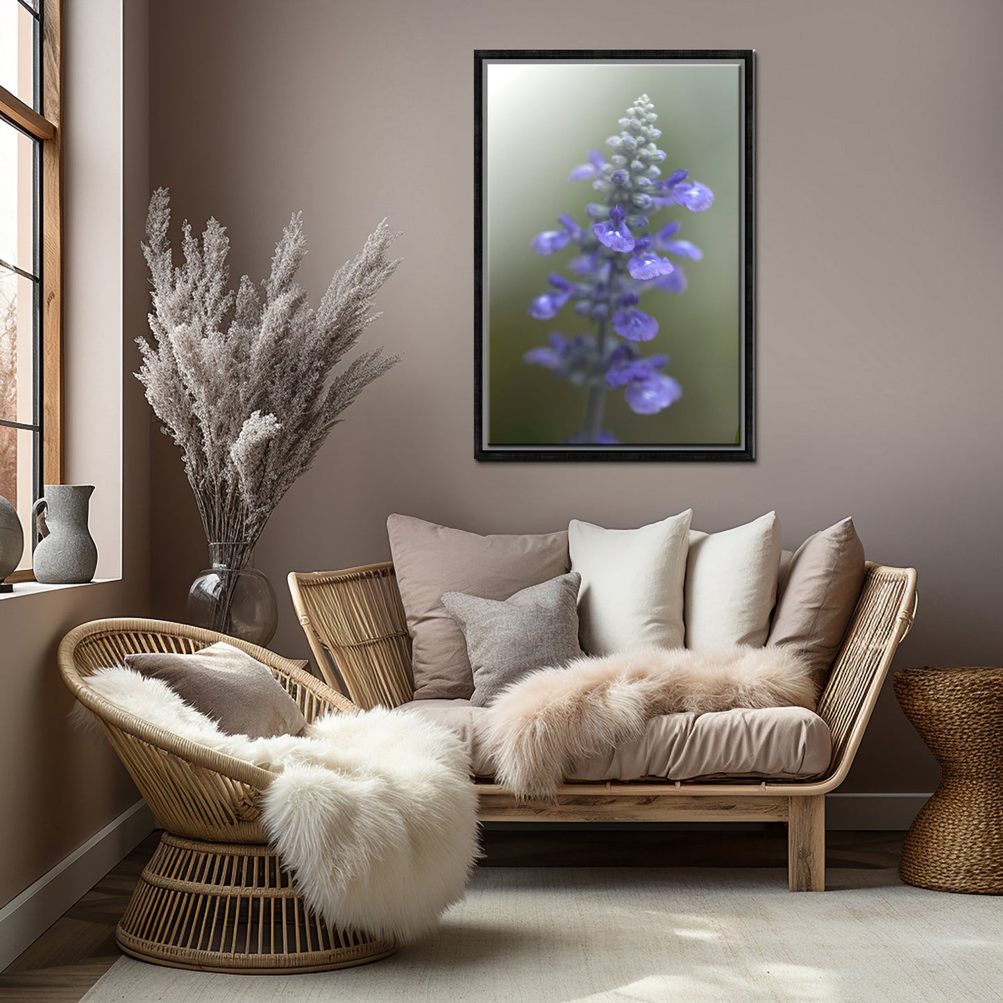 Delicate purple Salvia flowers. Macro Photo. Framed fine art photography by Kristen Olivares.