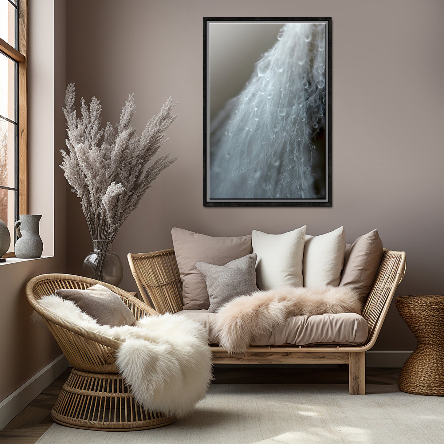 Upon a Feather-Fine Art Photography-Water Drops Upon a White Feather