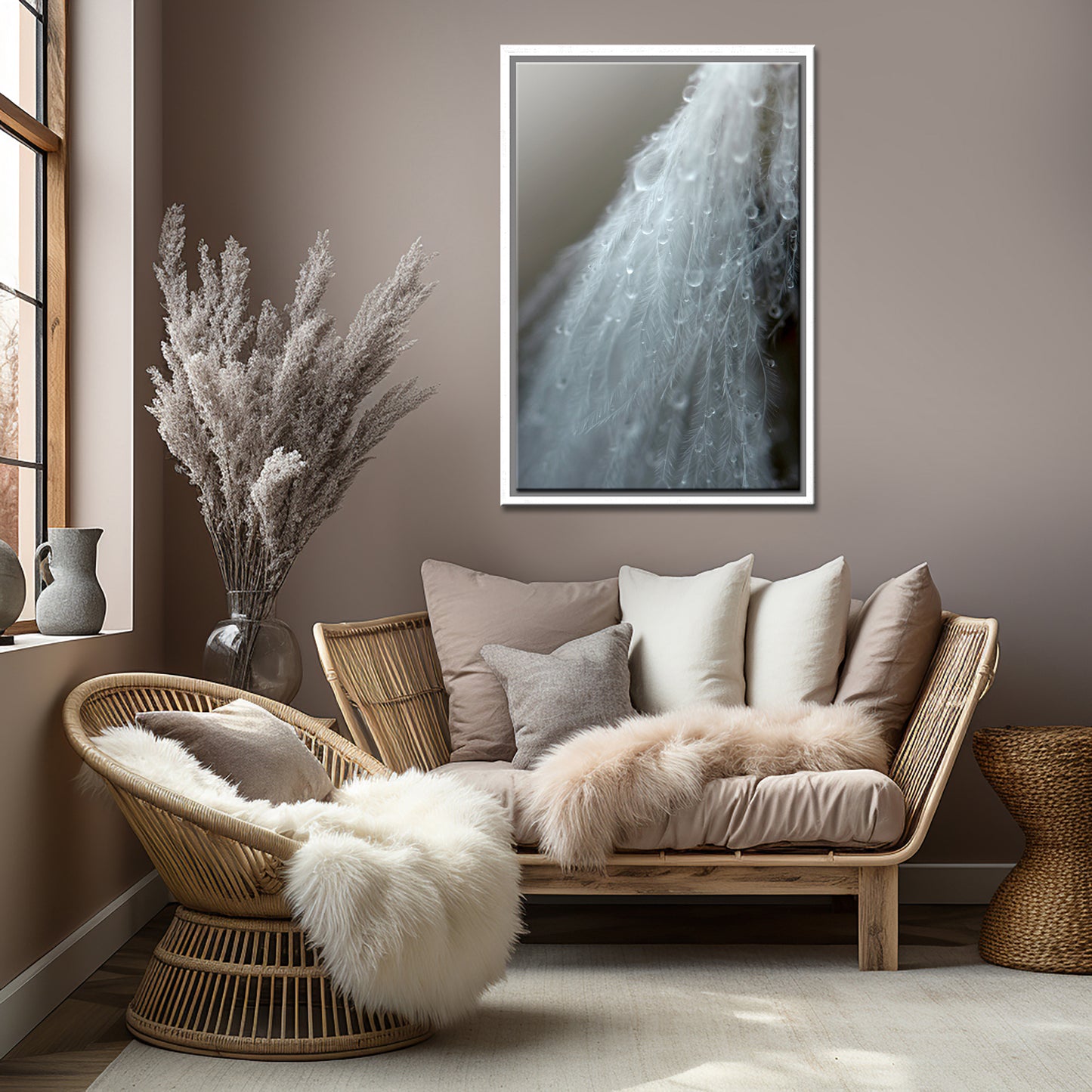 Upon a Feather-Fine Art Photography-Water Drops Upon a White Feather