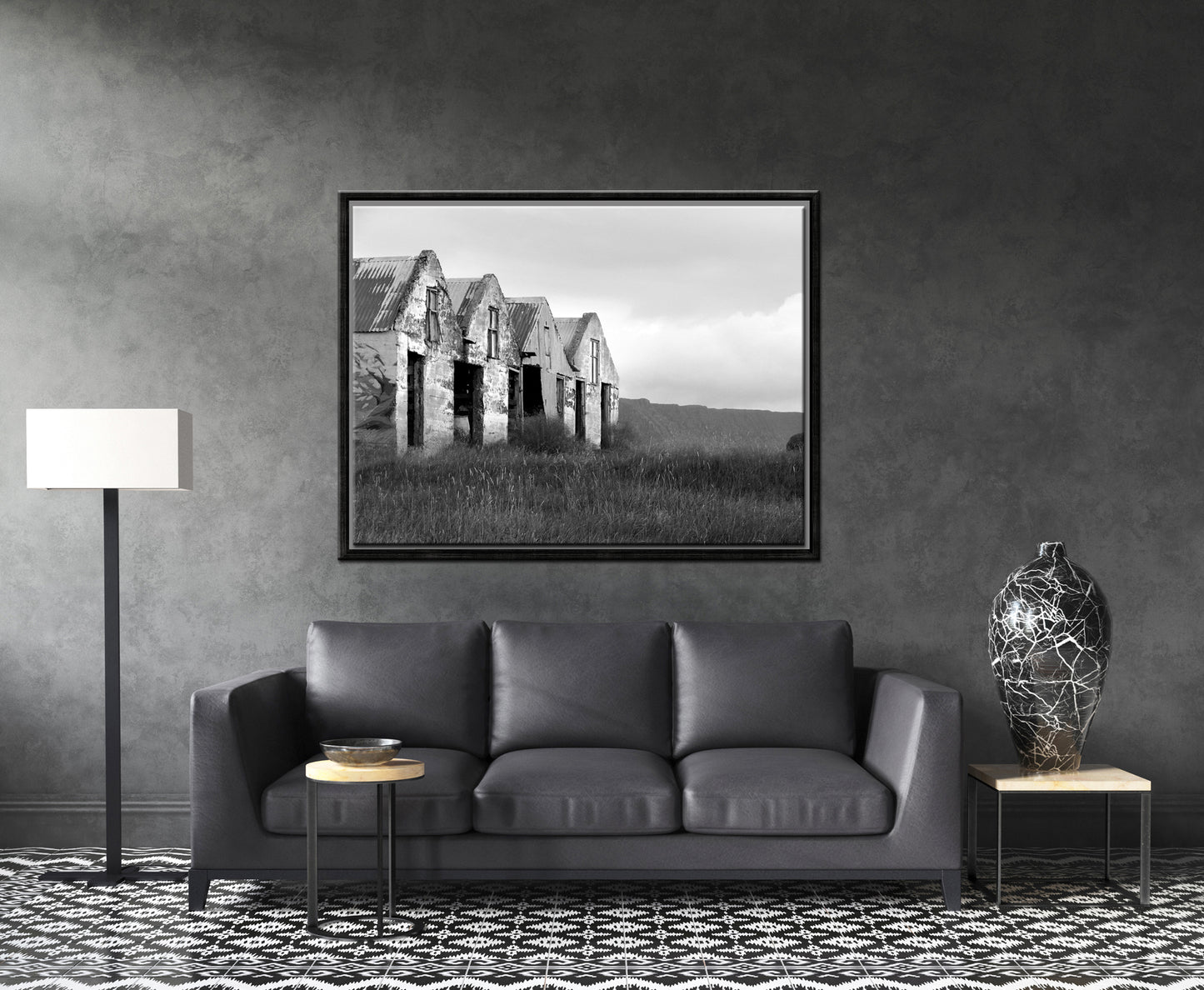 What Once Was-Fine Art Photography-Old Concrete Barns in Iceland-Black and White