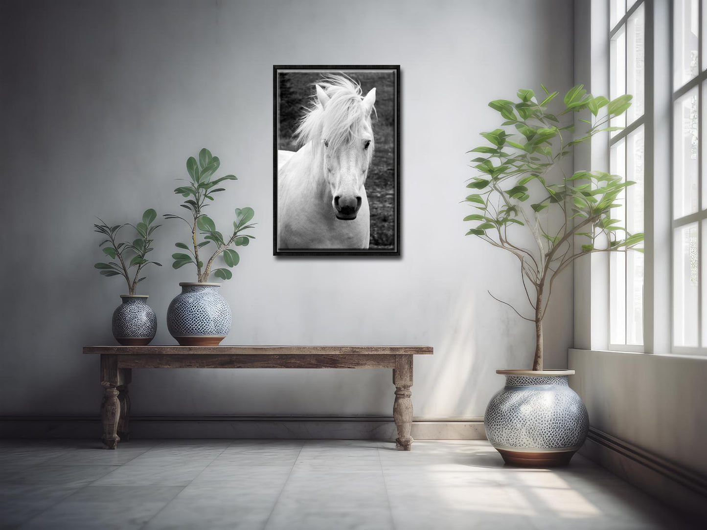 White Beauty-Fine Art Photography- Proud Icelandic Horse-Freedom-Black and White