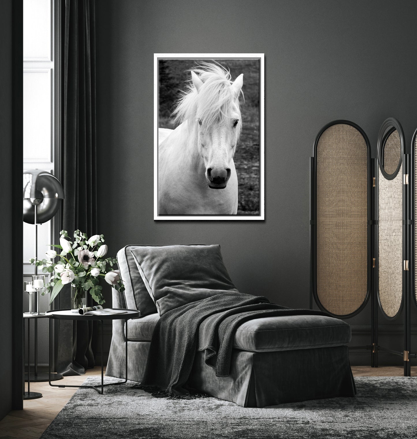 White Beauty-Fine Art Photography- Proud Icelandic Horse-Freedom-Black and White