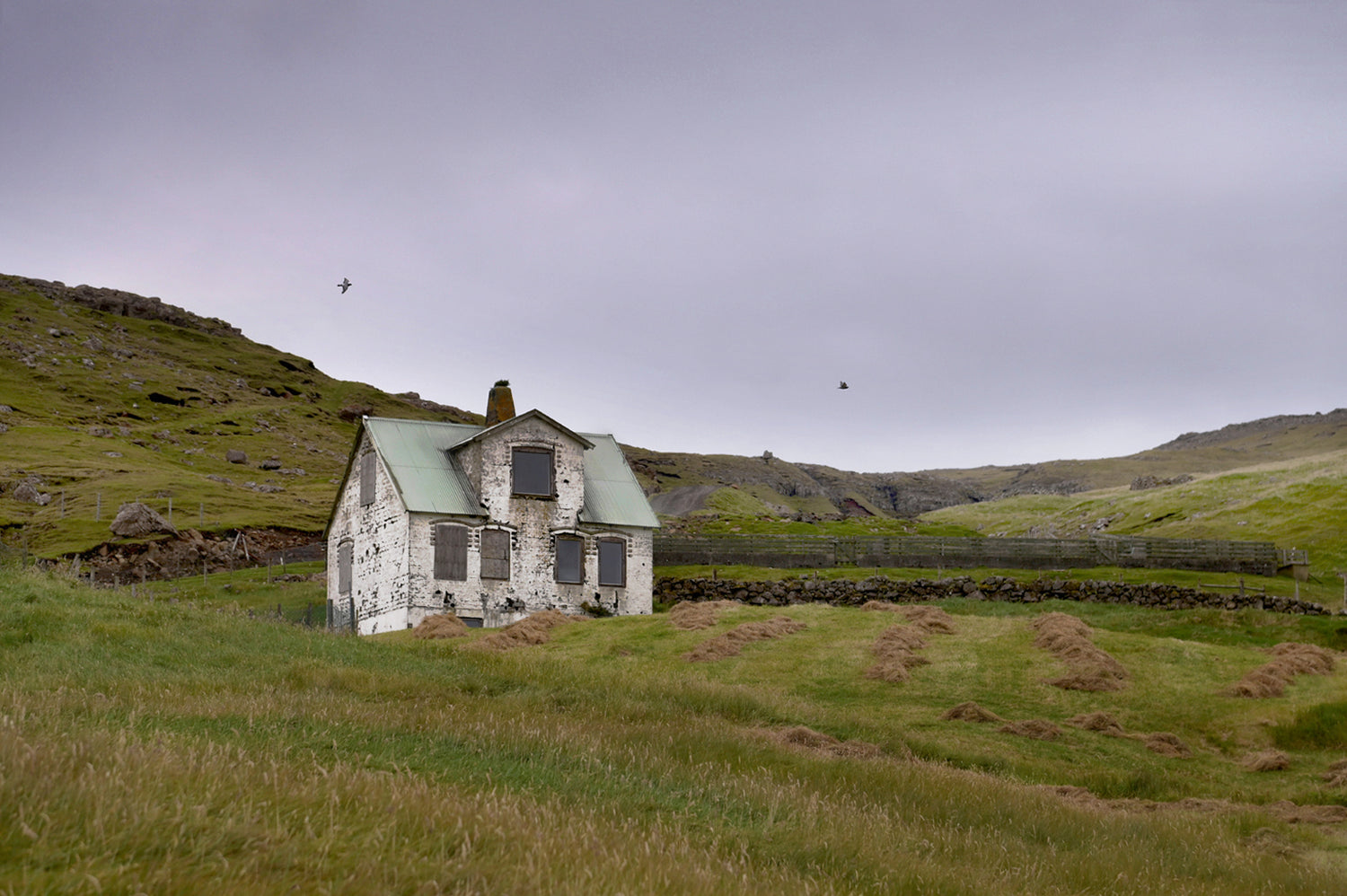 Old, abandoned, concrete home in the Faroe Islands.  Fine Art Photography. Kristen Olivares