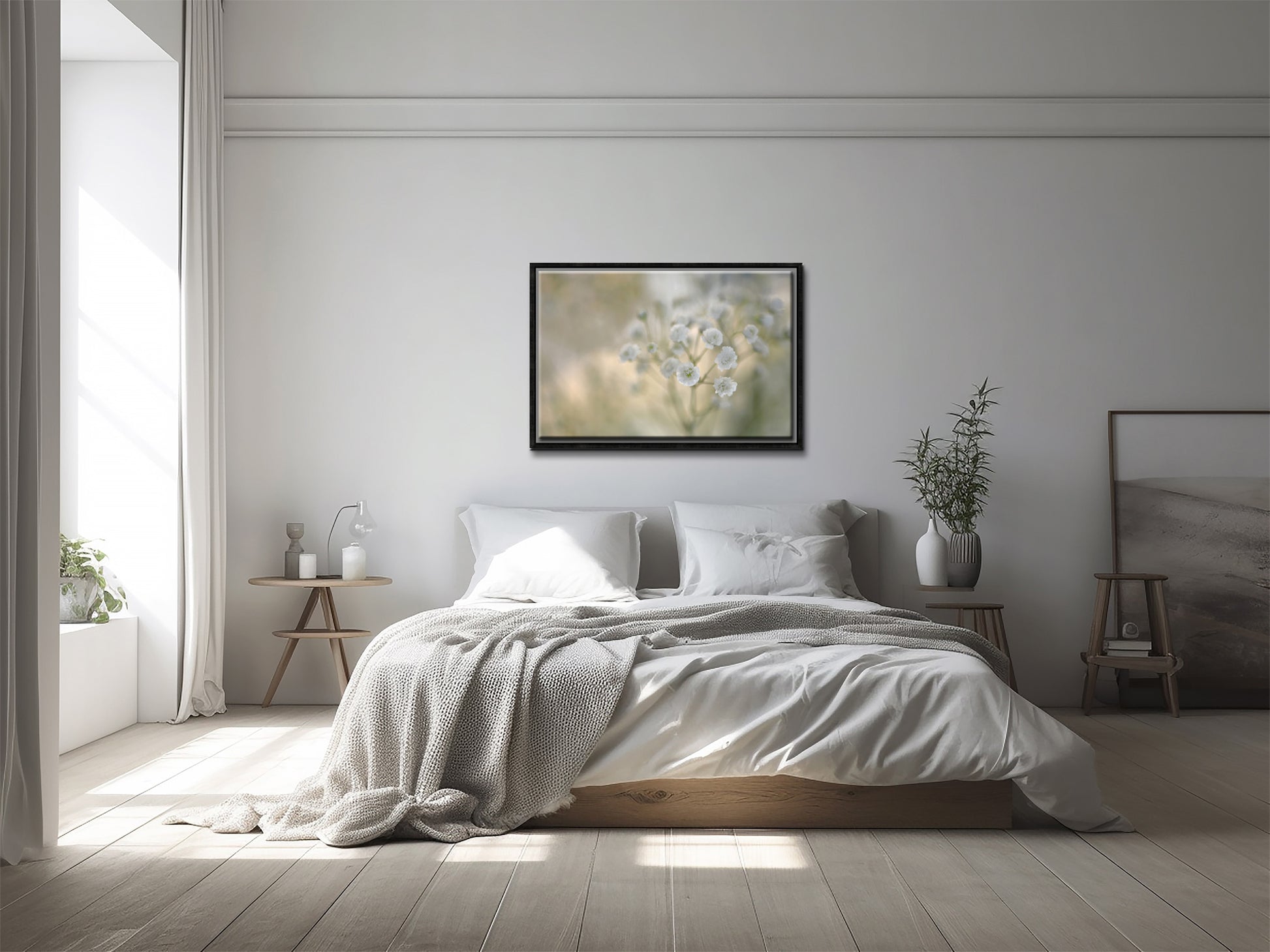 Delicate Baby’s breath flower, framed fine art photography by Kristen Olivares.