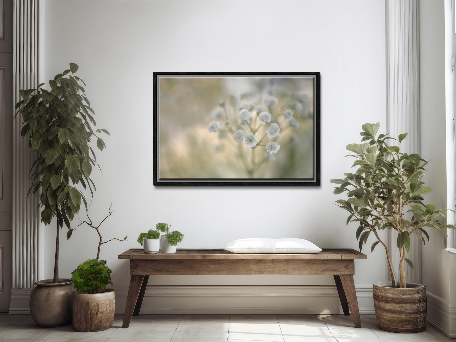 Delicate Baby’s breath flower, framed fine art photography by Kristen Olivares.