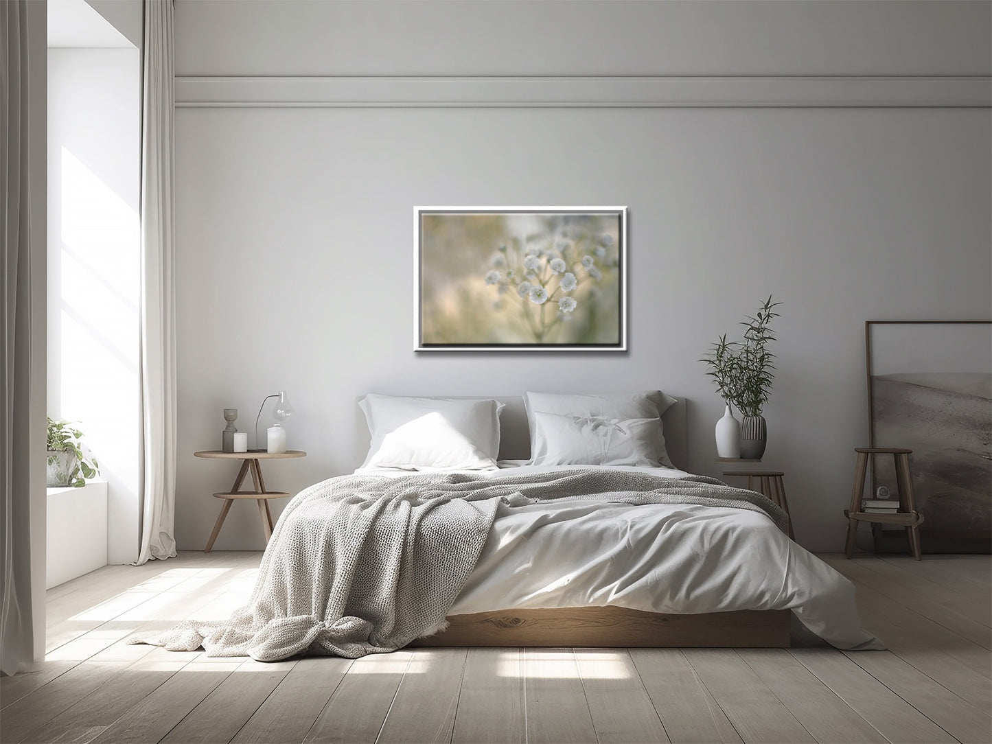 Delicate Baby’s breath flower, framed fine art photography by Kristen Olivares.