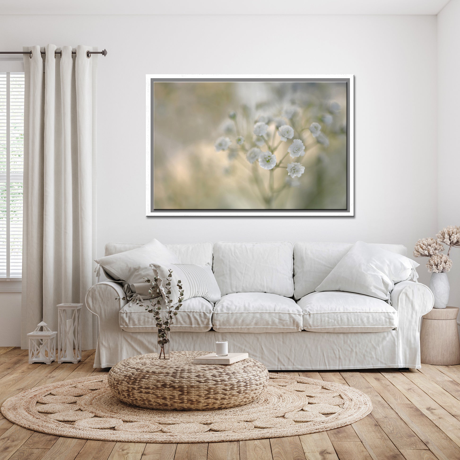 Delicate Baby’s breath flower, framed fine art photography by Kristen Olivares.