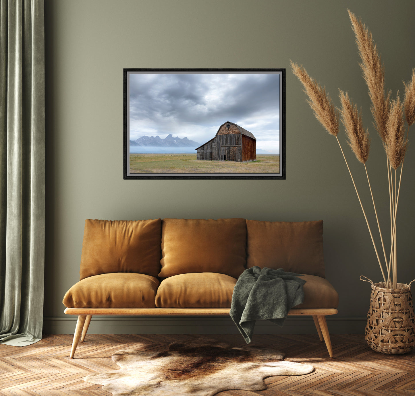 Beautiful old barn among the group of John Moultons Barns in the Grand Tetons. Framed Canvas Wall Art. Fine Art Photography by Kristen Olivares.