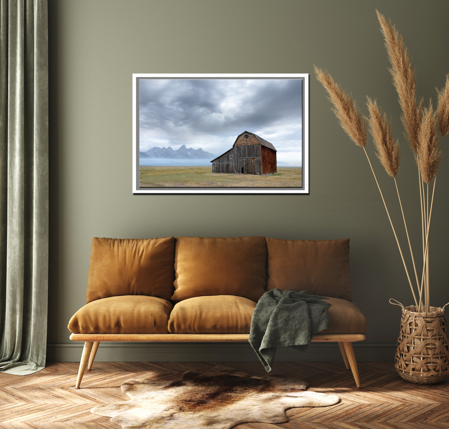 Beautiful old barn among the group of John Moultons Barns in the Grand Tetons. Framed Canvas Wall Art. Fine Art Photography by Kristen Olivares.