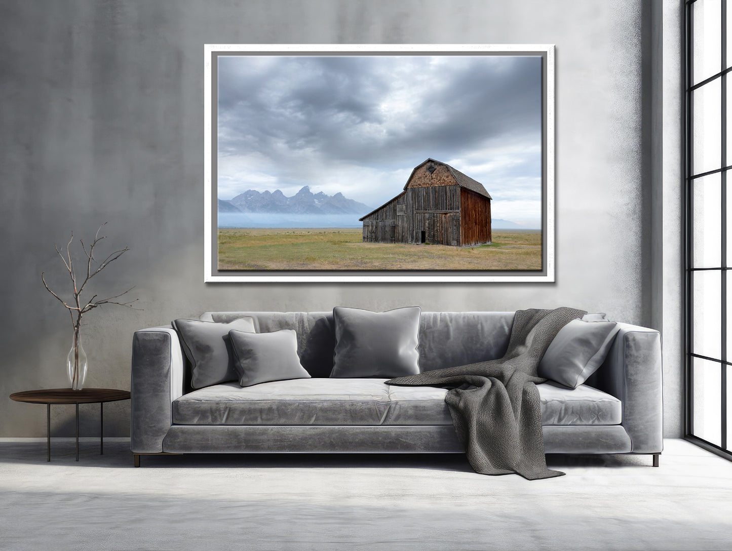 Beautiful old barn among the group of John Moultons Barns in the Grand Tetons. Framed Canvas Wall Art. Fine Art Photography by Kristen Olivares.