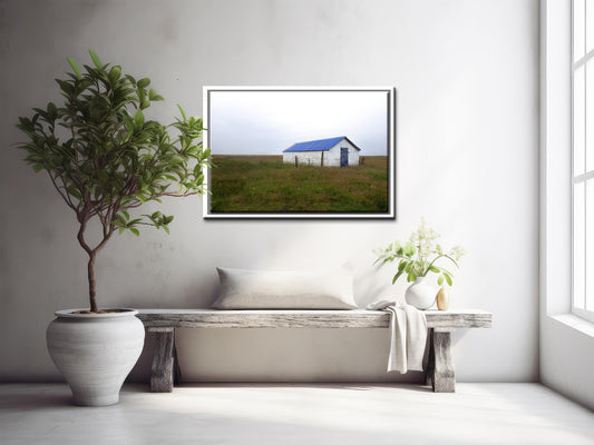 Blue Roof Barn-Fine Art Photography-Old Barn With a Blue Roof-Iceland