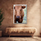 Beautiful brown cow in the green fields of Iceland. Framed canvas wall art by Kristen Olivares.