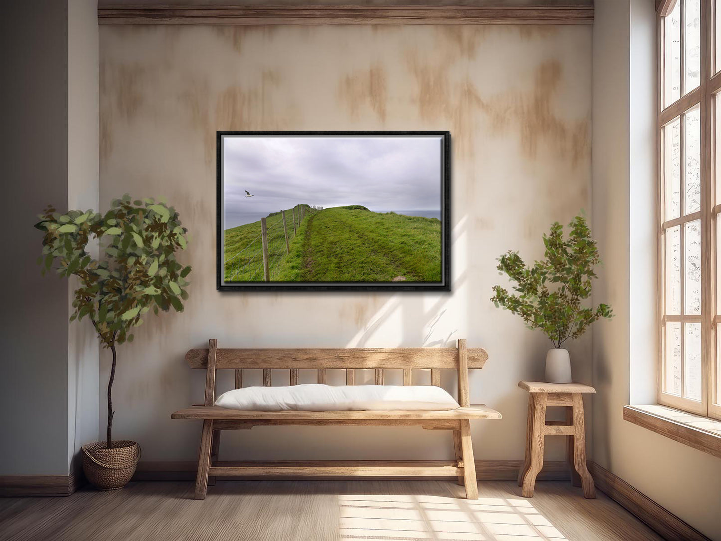 Beautiful image of a path along a cliff in the Faroe Islands. Framed fine art photography by Kristen Olivares