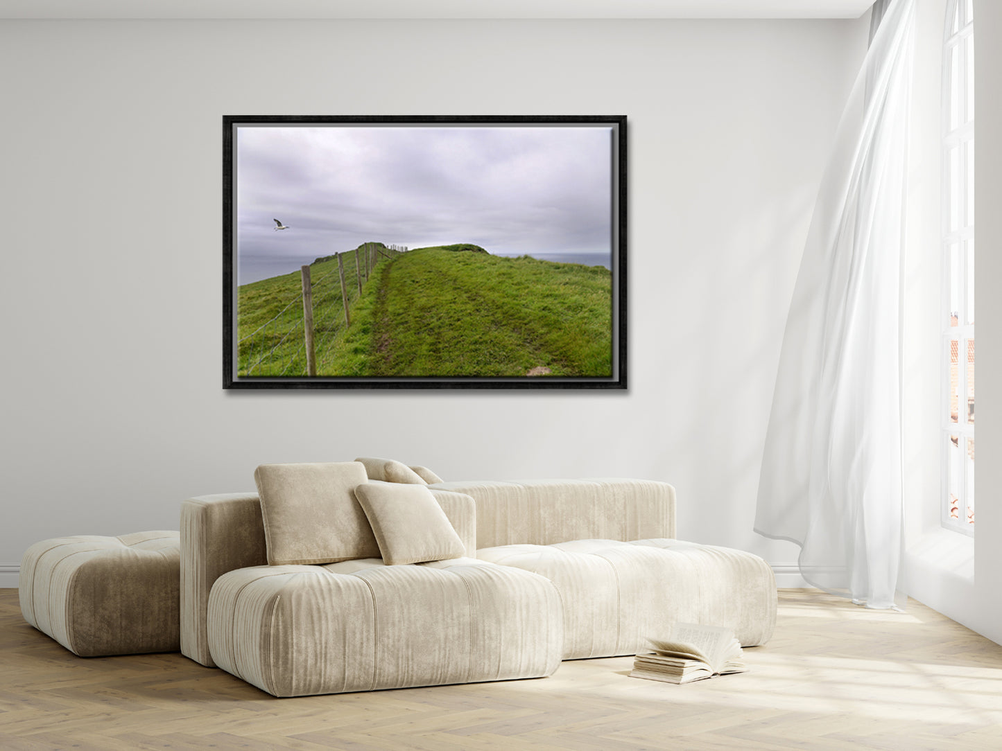 Beautiful image of a path along a cliff in the Faroe Islands. Framed fine art photography by Kristen Olivares