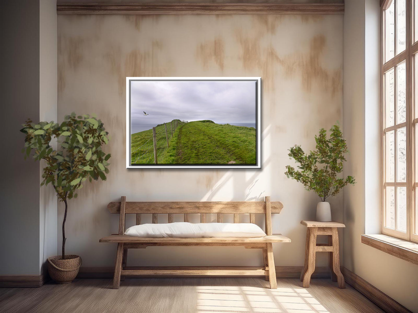 Beautiful image of a path along a cliff in the Faroe Islands. Framed fine art photography by Kristen Olivares
