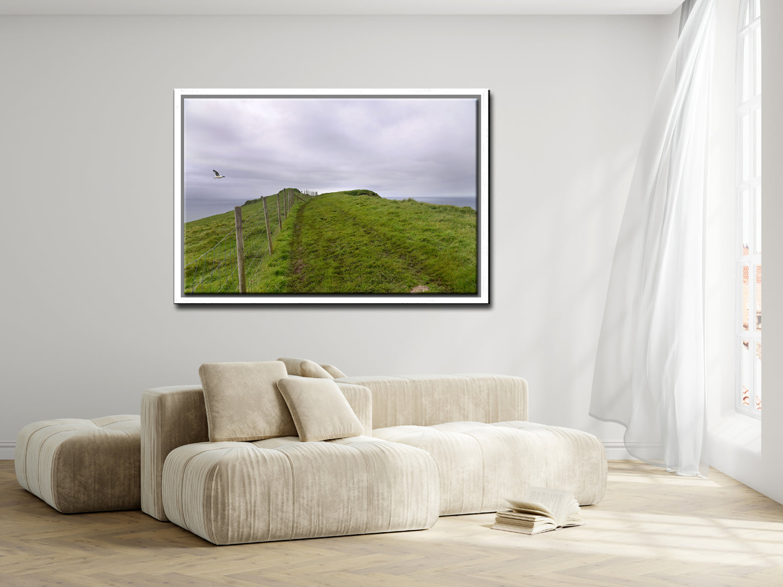 Beautiful image of a path along a cliff in the Faroe Islands. Framed fine art photography by Kristen Olivares