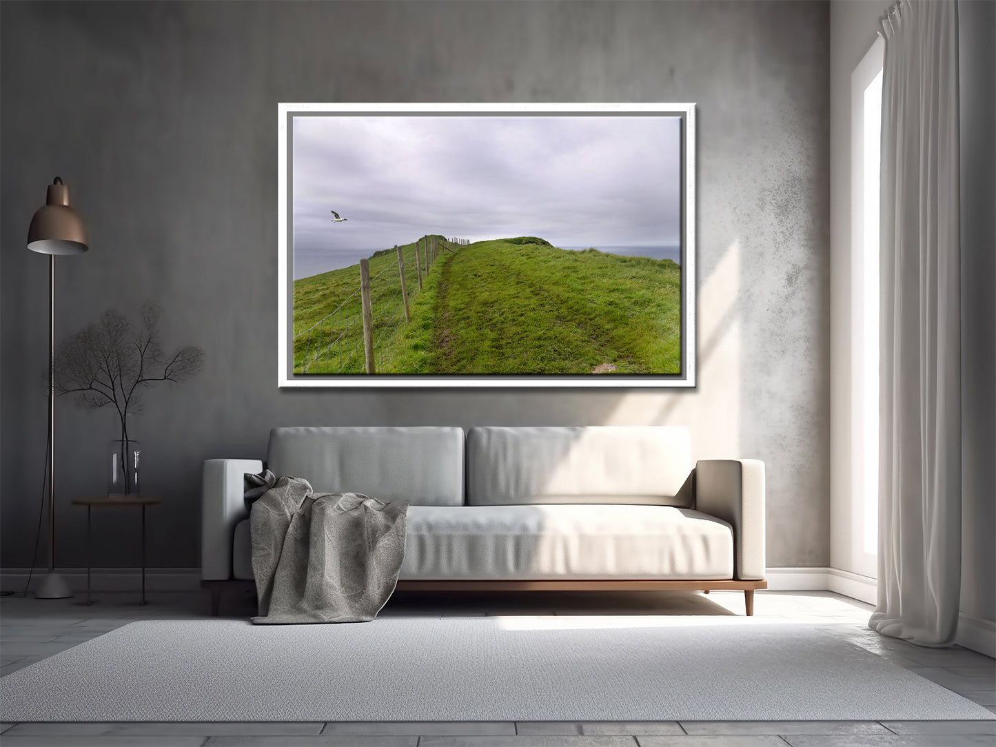 Beautiful image of a path along a cliff in the Faroe Islands. Framed fine art photography by Kristen Olivares