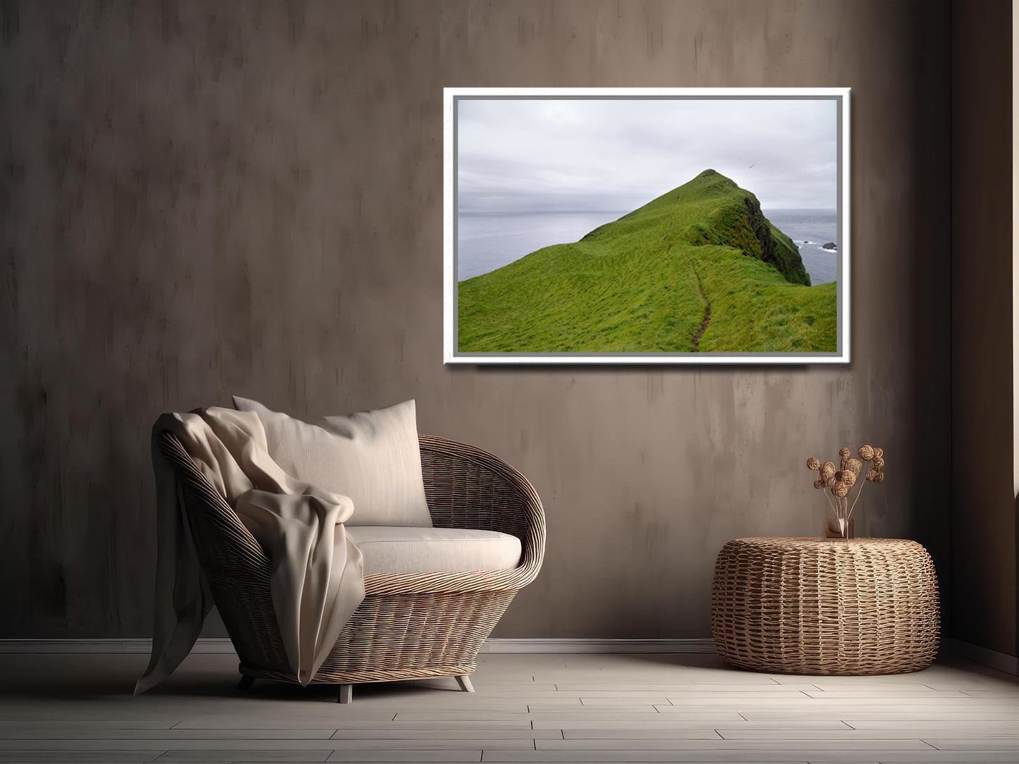 A stunning image of a cliff jetting out into the Atlantic Ocean in the Faroe Islands. Framed fine art photography by Kristen Olivares.