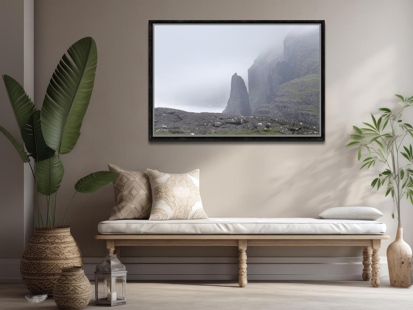Beautiful Cliffs Of Sørvágsvatn-‘the lake above the ocean.Fine Art Photography-Faore Islands. Beautiful and mysterious. Framed canvas wall art by Kristen Olivares