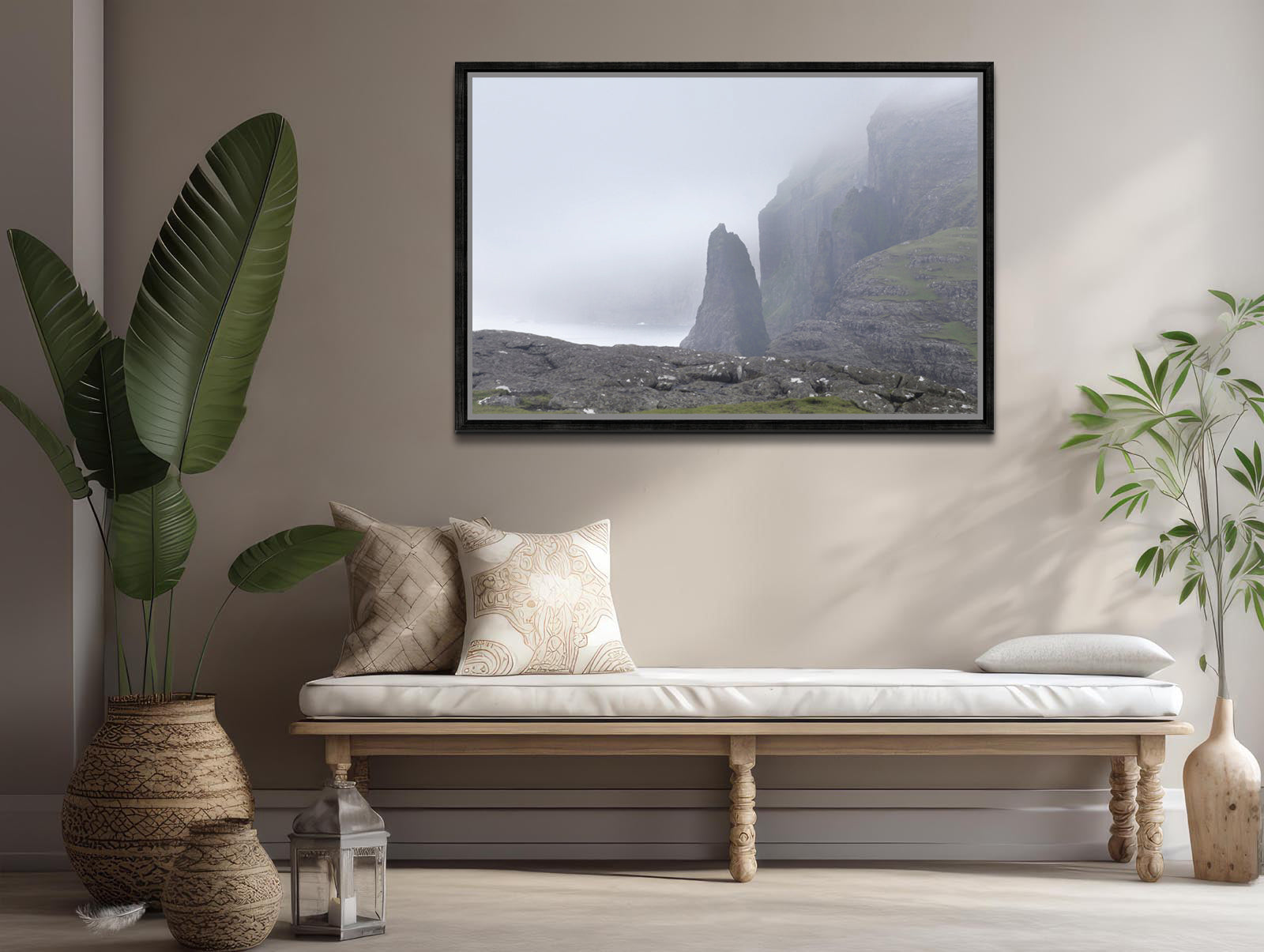 Beautiful Cliffs Of Sørvágsvatn-‘the lake above the ocean.Fine Art Photography-Faore Islands. Beautiful and mysterious. Framed canvas wall art by Kristen Olivares
