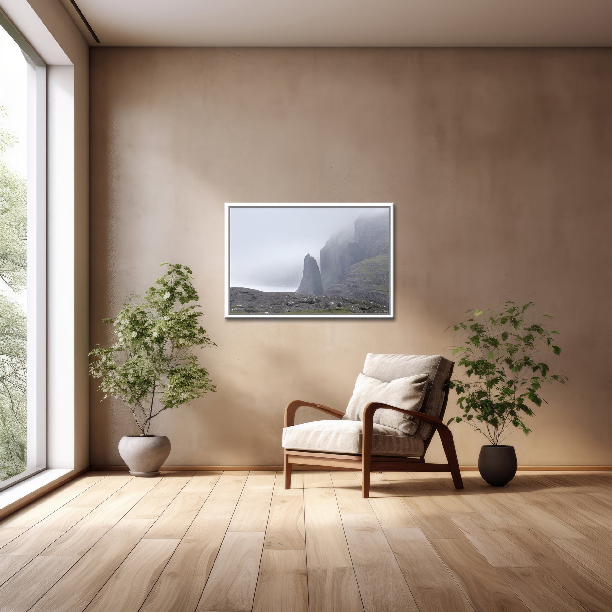 Beautiful Cliffs Of Sørvágsvatn-‘the lake above the ocean.Fine Art Photography-Faore Islands. Beautiful and mysterious. Framed canvas wall art by Kristen Olivares