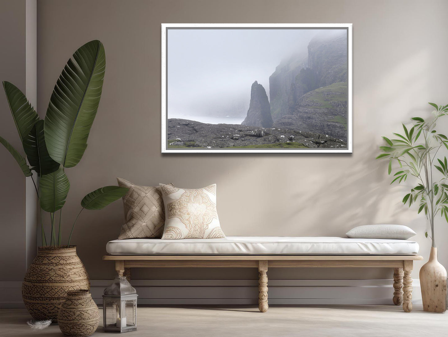 Beautiful Cliffs Of Sørvágsvatn-‘the lake above the ocean.Fine Art Photography-Faore Islands. Beautiful and mysterious. Framed canvas wall art by Kristen Olivares