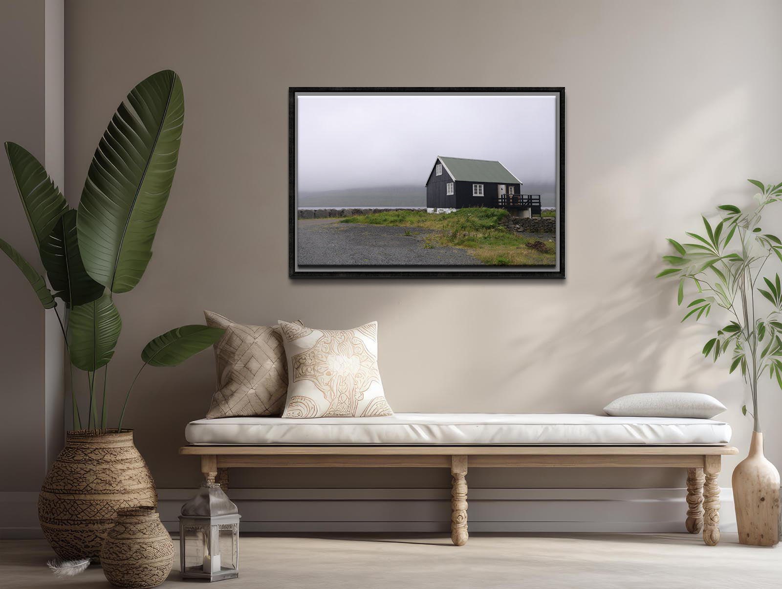 A beautiful lone home on the coast of the Faroe Islands. Framed Fine Art Photography by Kristen Olivares.